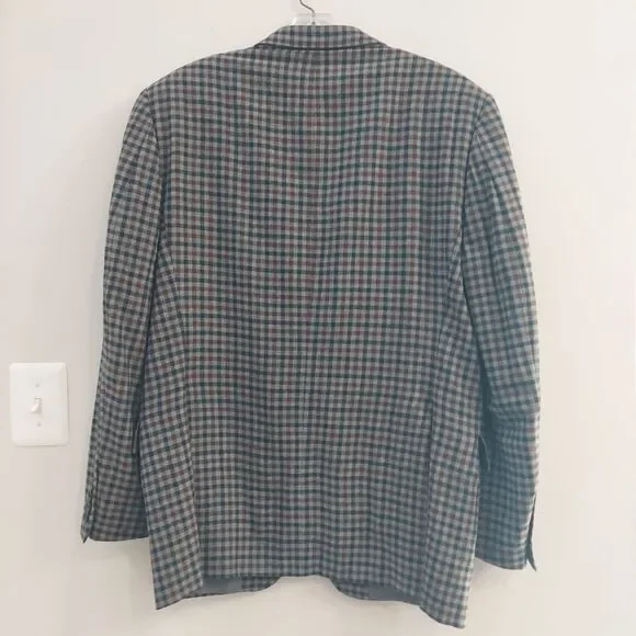 Burberry Gray, Brown, Black Plaid Blazer Jacket Cashmere Blend Sz 40 REG - Picture 3 of 16